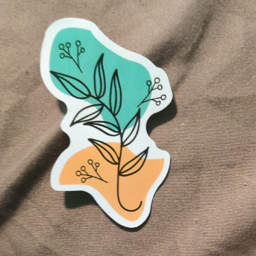 Botanical Design Sticker - Teal and Orange 🔥🔥🔥20/$10, Bundle And Save